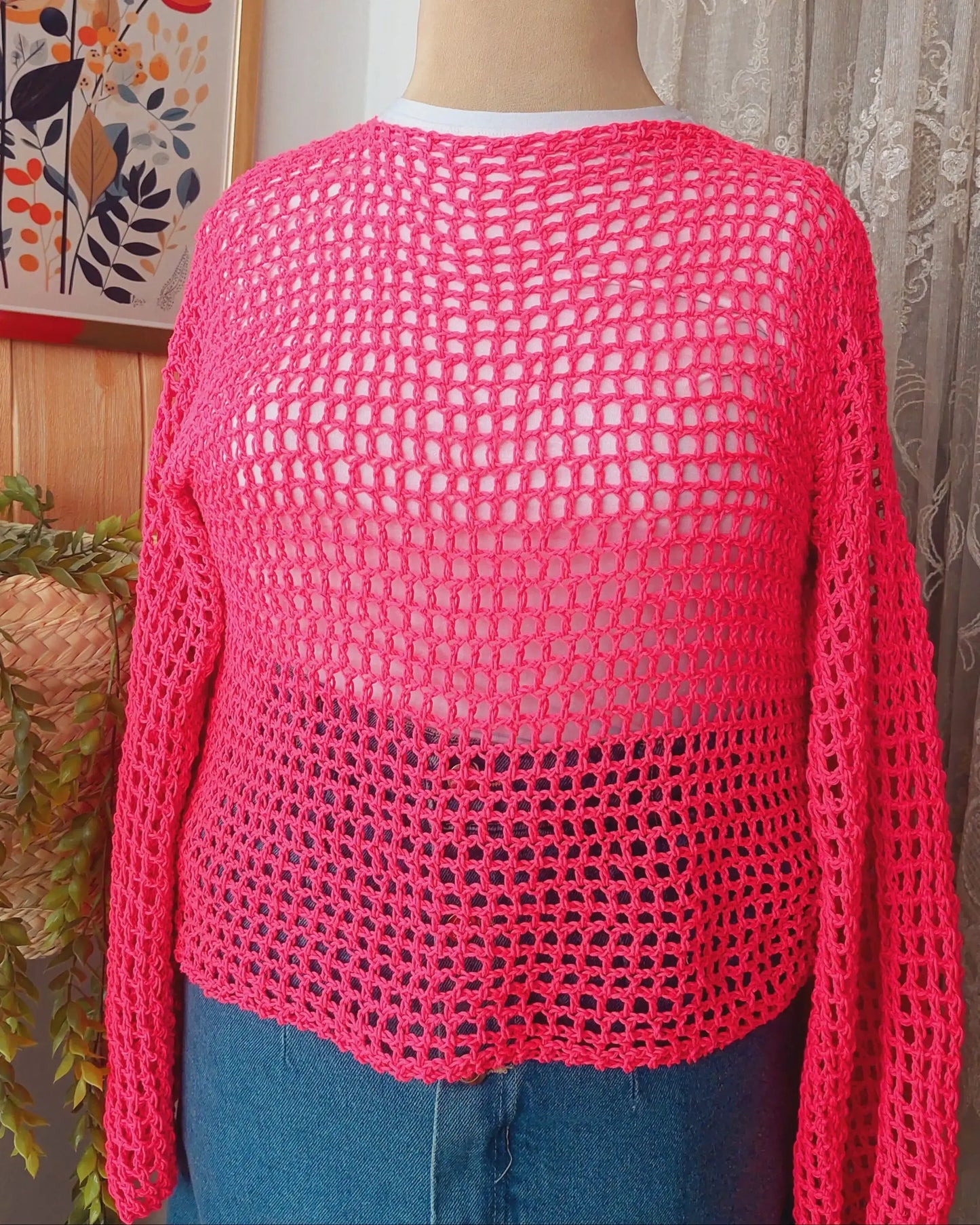 Neon Pink Mesh Top