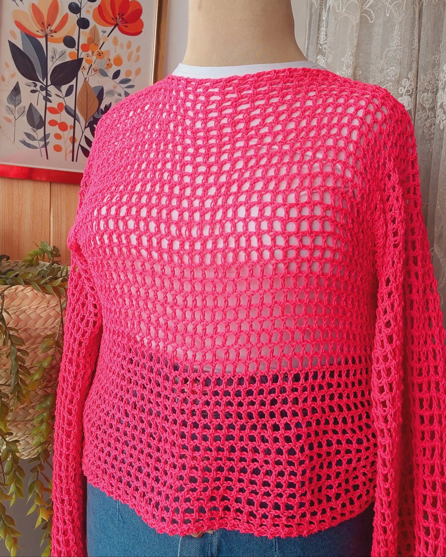 Neon Pink Mesh Top