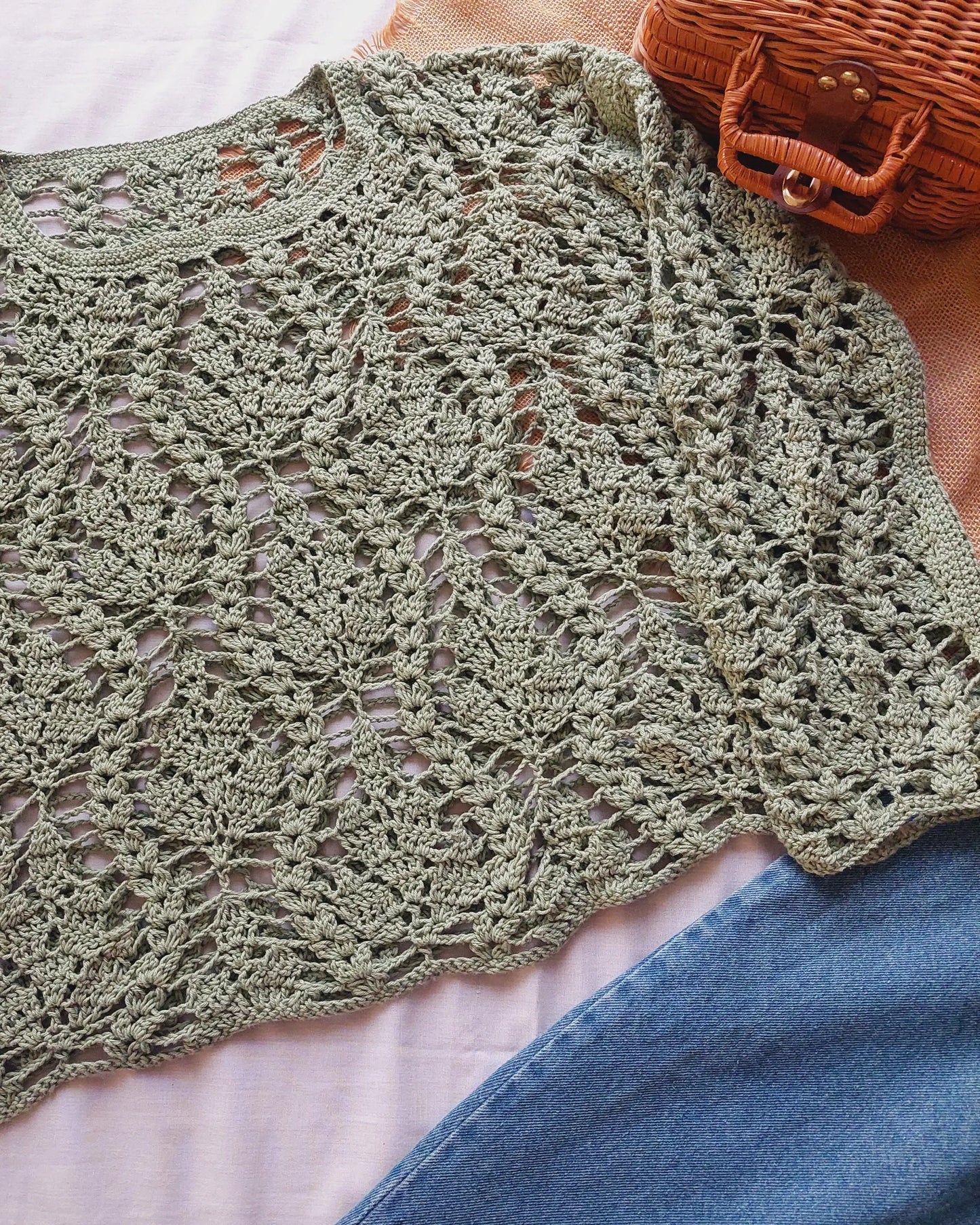 Lace Mint Leaf Crochet Blouse