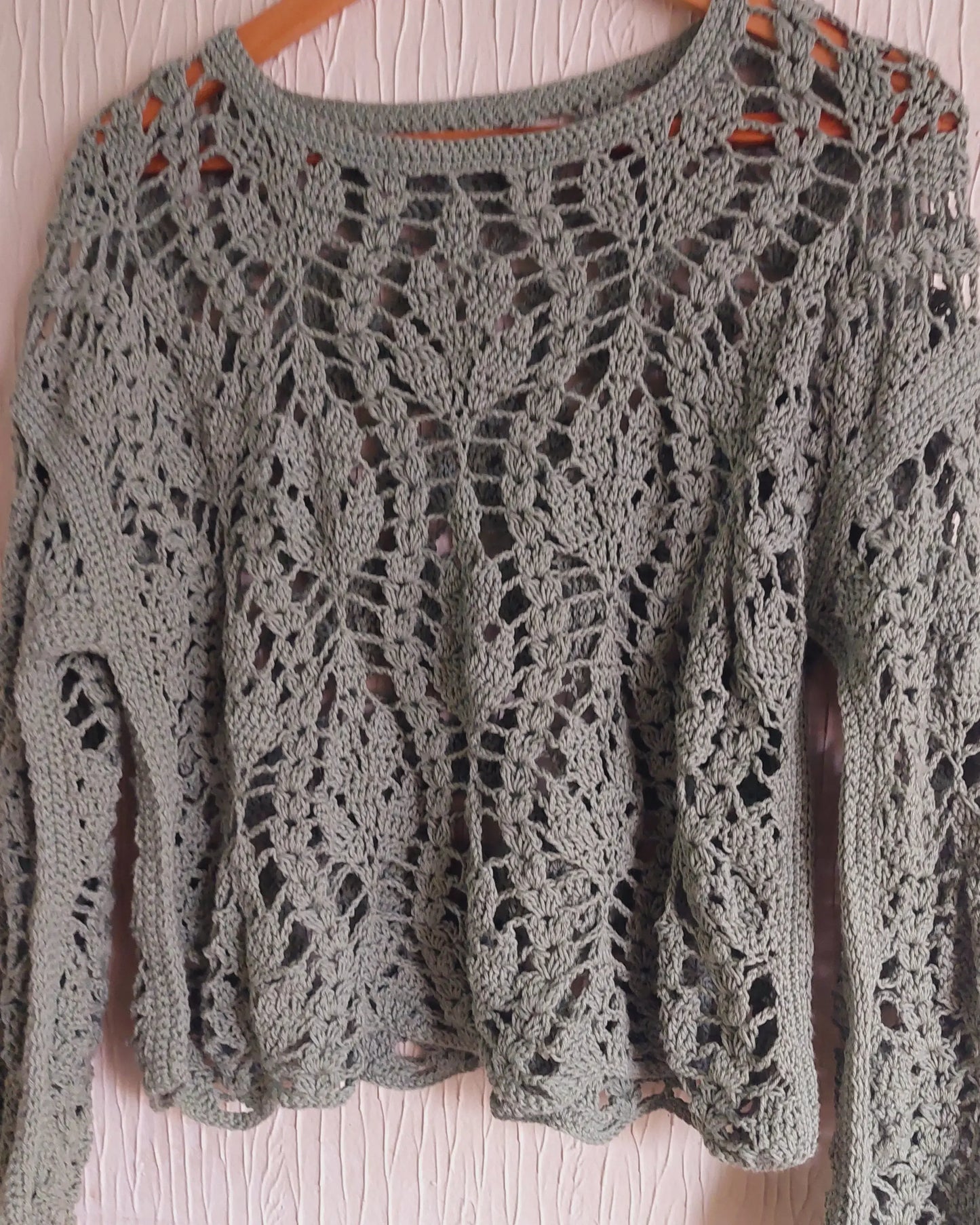 Lace Mint Leaf Crochet Blouse