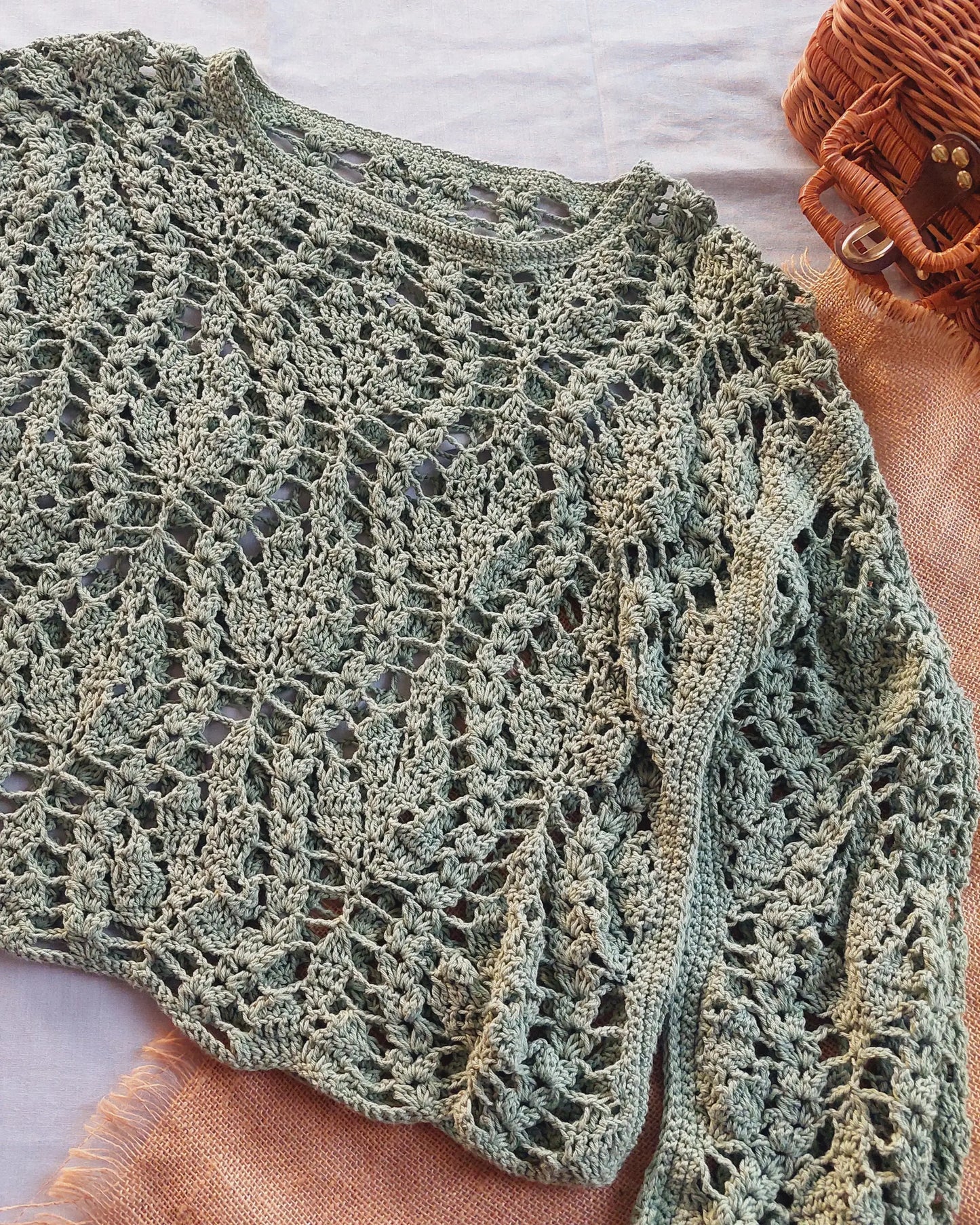 Lace Mint Leaf Crochet Blouse