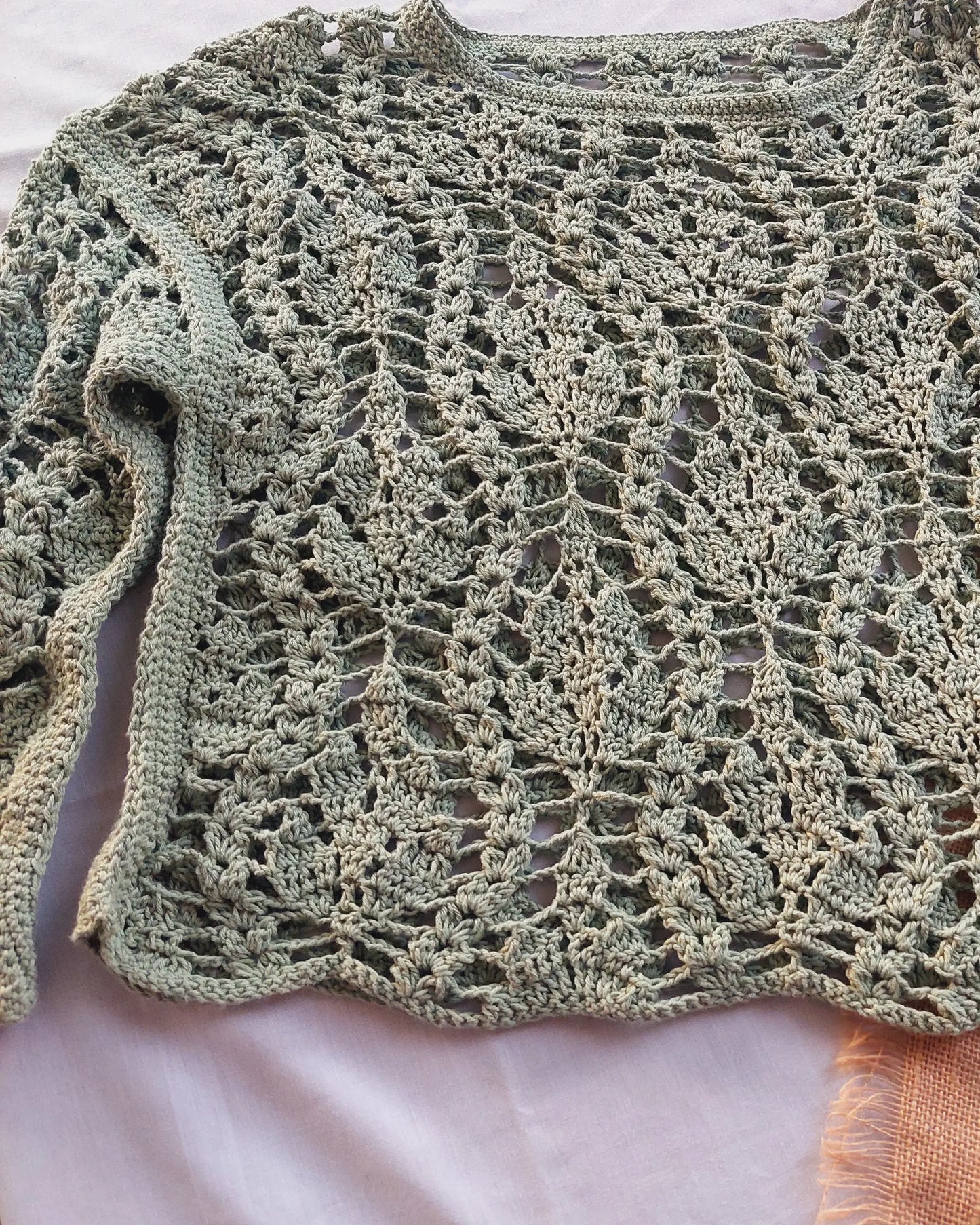 Lace Mint Leaf Crochet Blouse