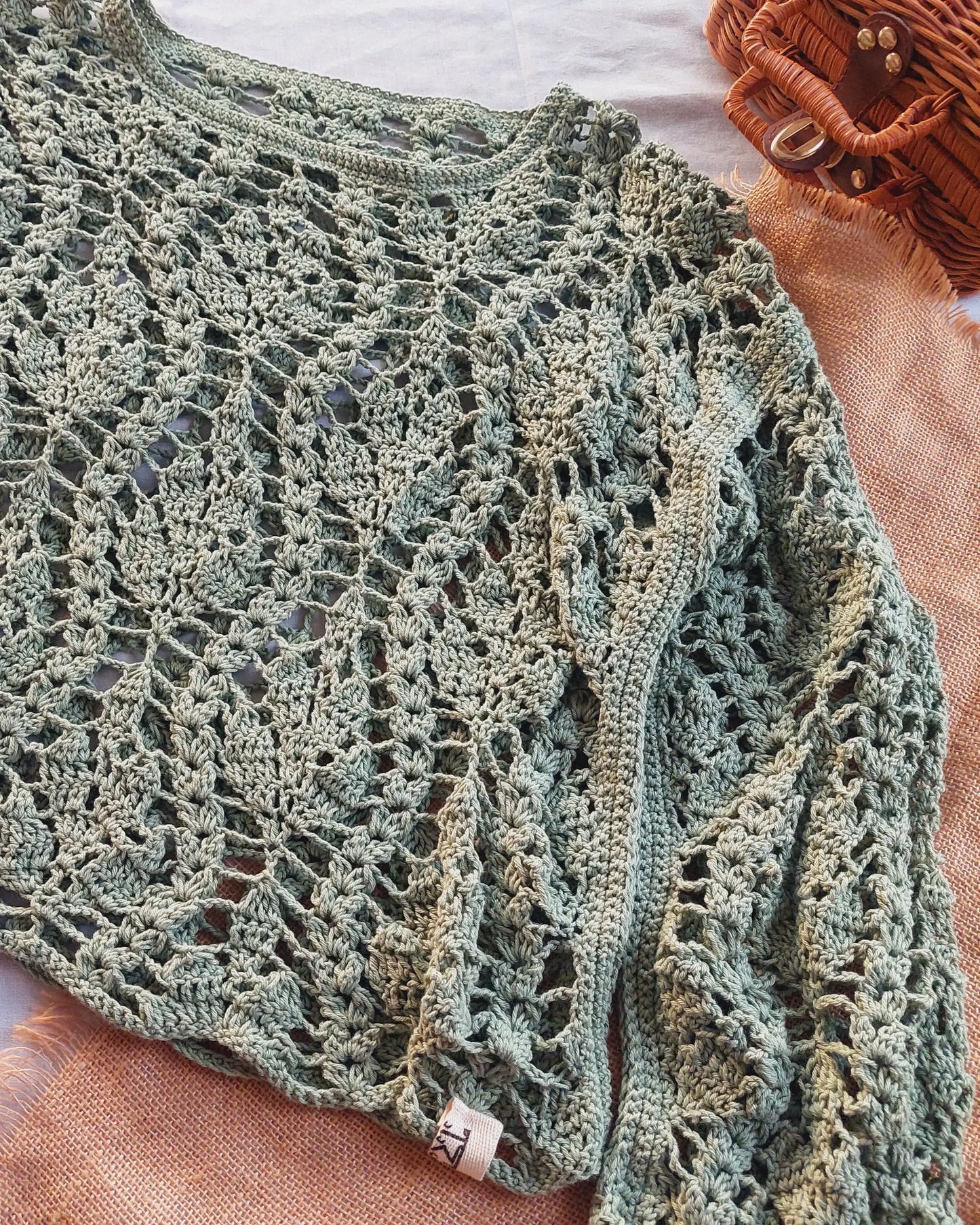 Lace Mint Leaf Crochet Blouse