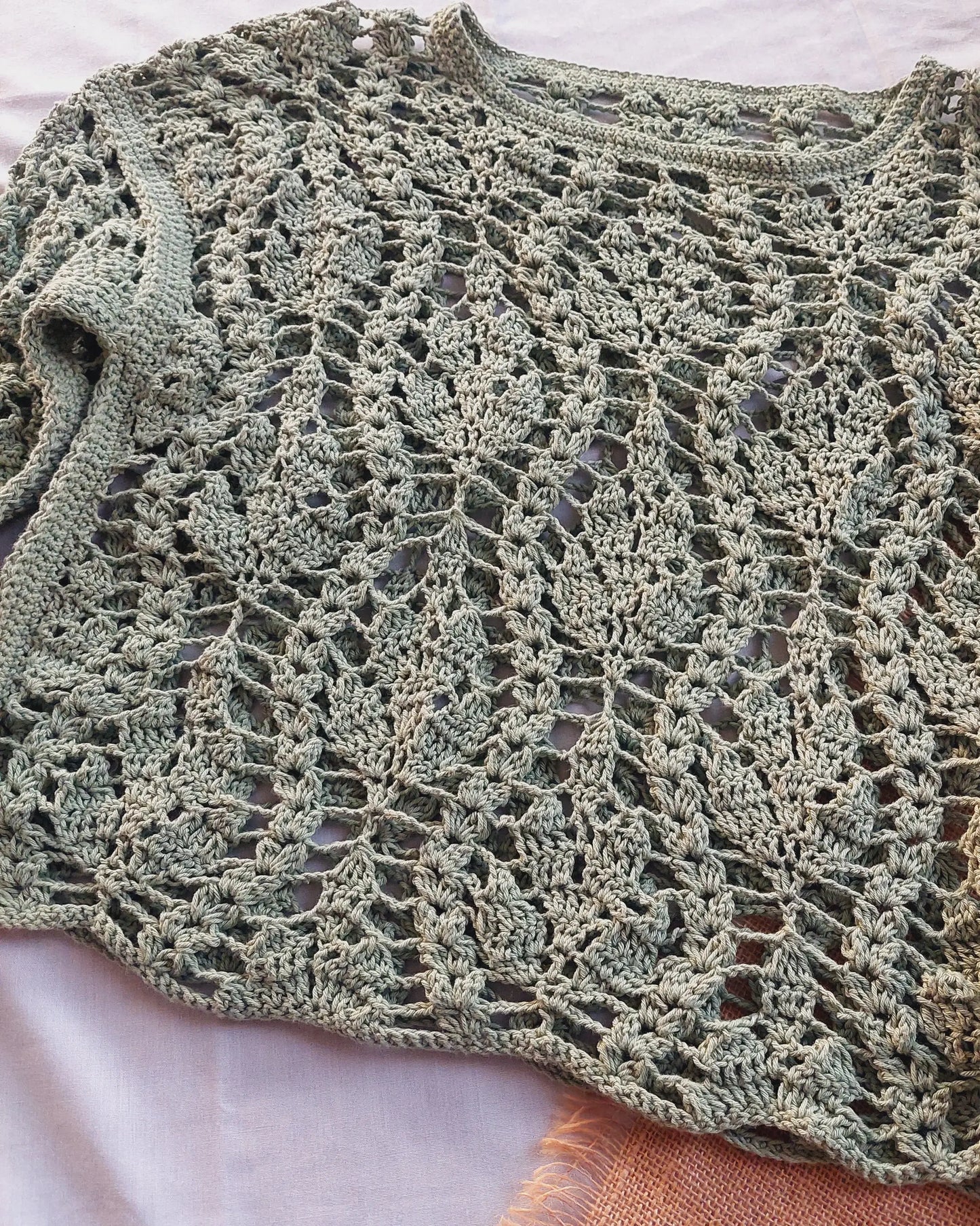 Lace Mint Leaf Crochet Blouse