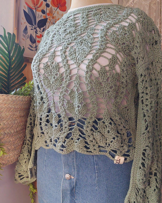 Lace Mint Leaf Crochet Blouse